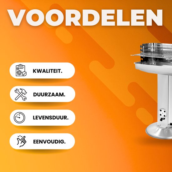 Grill Houtskool BBQ - Voor Tuin, Camping & Outdoor - Draagbare Trechtergrill met Plank - Roestvrijstaal - 87x89x89 cm van Merkloos — afbeelding 2