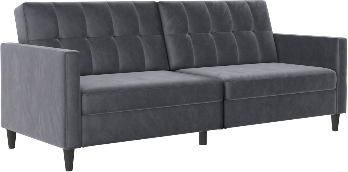 Notio Living Hartford-Slaapbank - 3-zits - Antraciet Fluweel