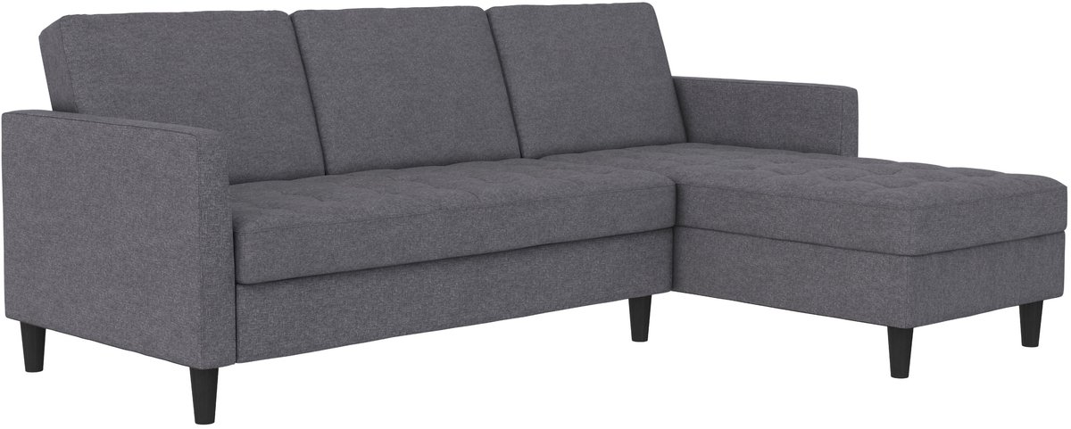 Notio Living Presley-Slaapbank - Chaise Longue - Grijs Linnen