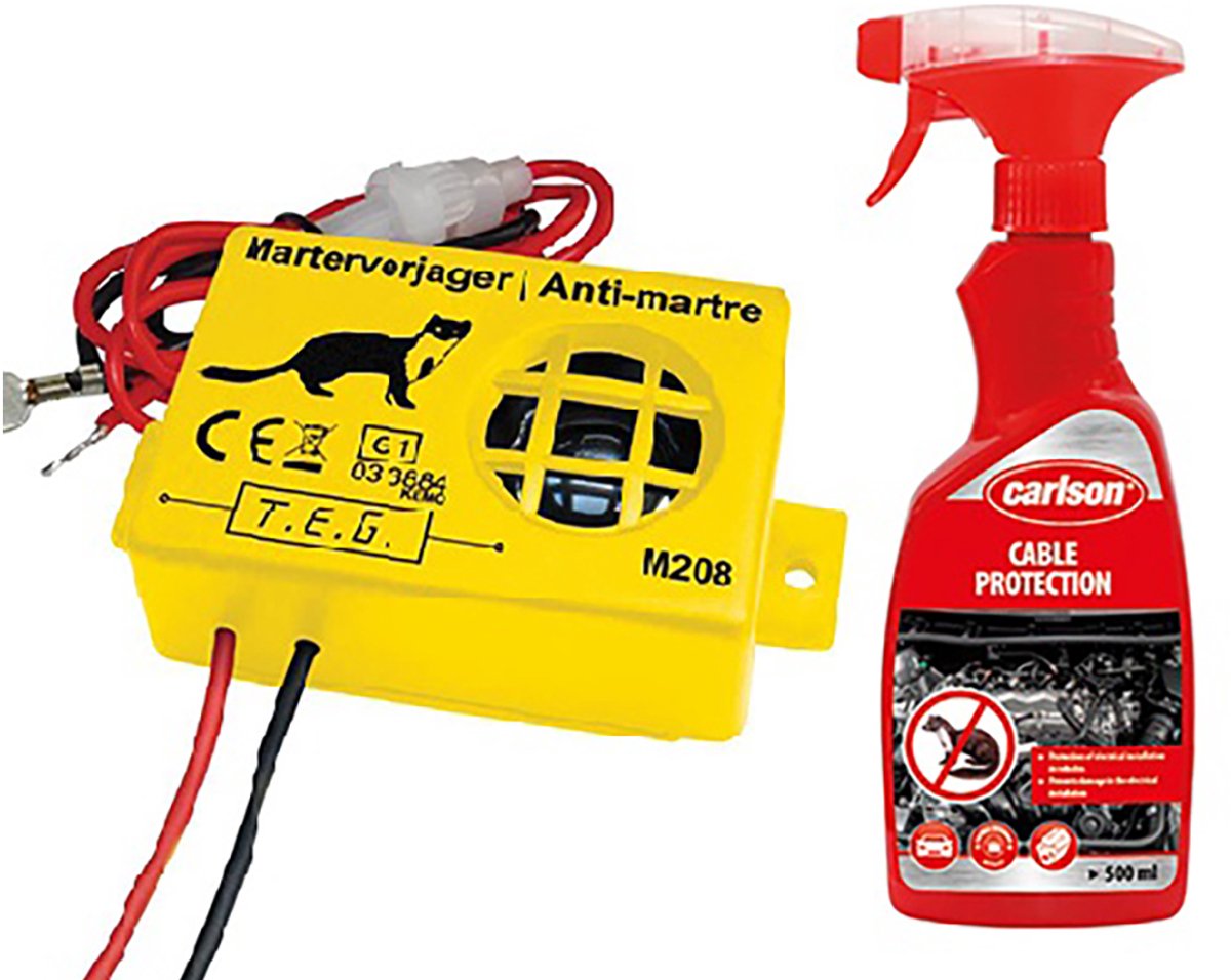 Anti marter set - Verjager en spray - Carlson kabelbeschrming Anti-Marter 500 ml - Marter bestrijder 12V