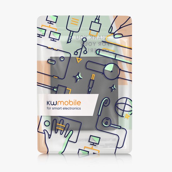 kwmobile flip cover geschikt voor Kobo Libra Colour - Case met magnetische sluiting en handvat - Hoes voor e-reader in zwart - design — afbeelding 3