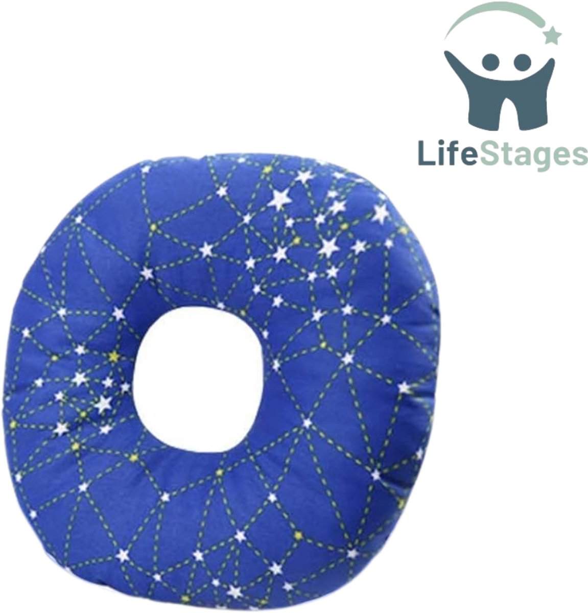 LifeStages - Piercing Kussen - Piercingkussen met Gaatje - Oorkussen Tegen Oorpijn - Donutkussen voor Zijslapers om Oorpijn te Verlichten - Slaapring - Donutoorkussen - Piercingkussen