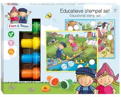 foto van Fien & Teun creatieve stempelset, stempels en gekleurde kaarten - creatief, educatief speelgoed - boerderij speelgoed - vanaf 3 jaar - Bambolino Toys