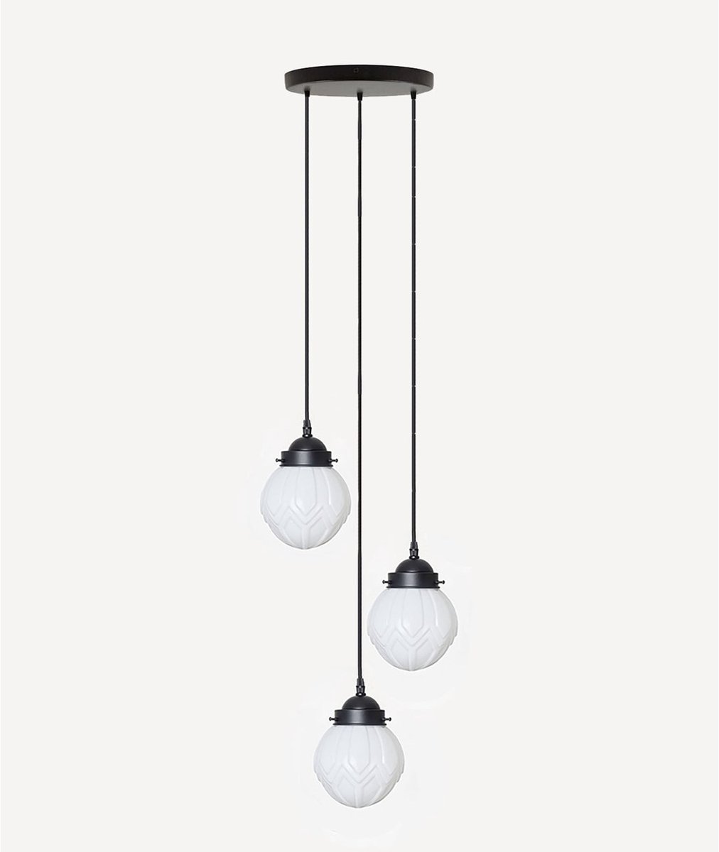 Coloured by Art 3 lichts hanglamp Victory - Art Deco Trade Zwart