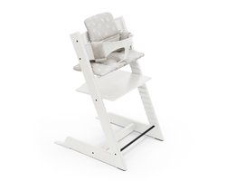 Stokke Tripp Trapp-kinderstoel (White) met kussen OCS (Star Silver) - Inclusief Tripp Trapp-stoel, babyset 2 voor kinderen van 6-36 maanden