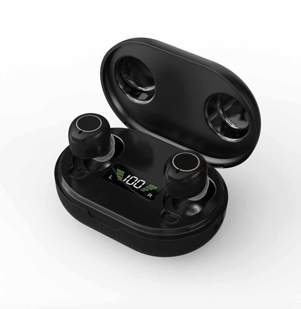 Medj- Zwart - Gehoorapparaat -Magnetisch- Opberg box - Oplaadbaar in box 2x Mini Intelligent digitaal Gehoorapparaat - 5 Volume standen - Geluid Reductie - Universeel