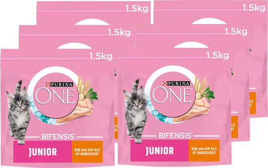 PURINA® ONE® Junior - Kattenbrokjes - Kip & Volkoren Granen - 6 x 1.5 kg
