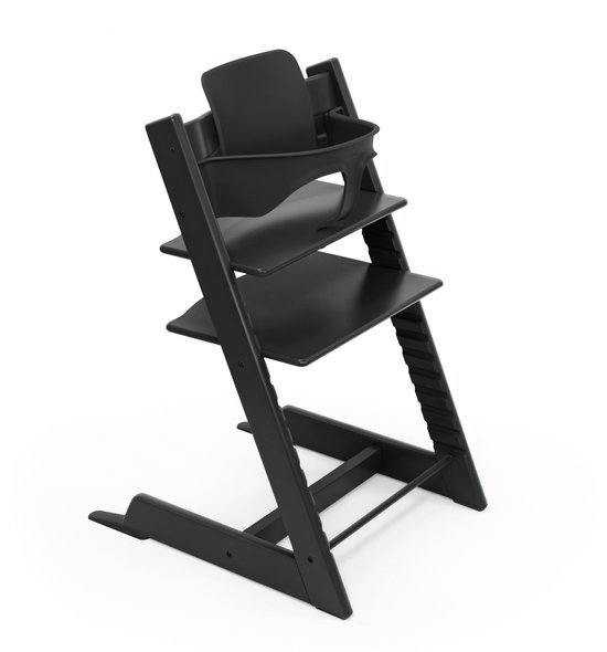 Stokke Tripp Trapp-kinderstoel, zwart - inclusief stoel + babyset2 voor kinderen van 6-36 maanden - verstelbaar, ergonomisch en gemakkelijk schoon te maken