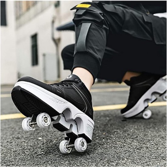 Rolschaatsen Schoenen voor Kinderen Studenten Volwassen, 2 in 1 Multifunctionele Schoenen, Jongens Meisjes Rolschaatsen met Dubbele Rij Rolschoenen