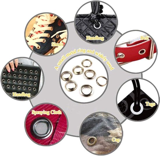 QUARKZMAN Set van 100 oogjes-kit, metalen ogen, 6 mm, 1/5 inch gat, kleine oogjes voor schoenen, kleding, riem, tas, doe-het-zelfproject, zwart