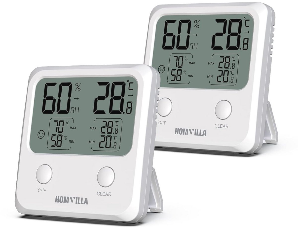 Digitale hygrometer met groot display | Thermo-hygrometer voor binnen | Comfortweergave en temperatuurmonitor