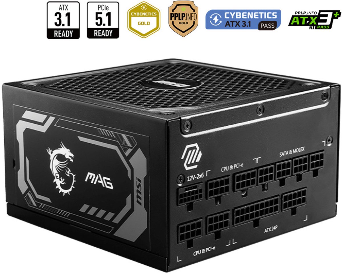 MSI MAG A1250GL PCIE5 voedingseenheid 1250 W 24-pins ATX zwart