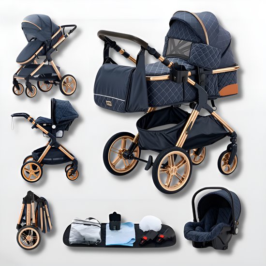 Kinderwagen 3 in 1 Blauw- incl. Àutostoel - 0-25kg - Kinderwagen - €194,95