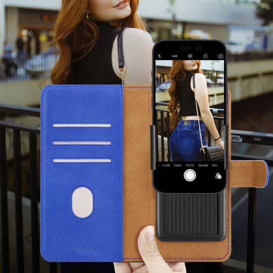 Hoesje geschikt voor HTC ONE SU in BLAUW met kaartslot, 360 graden beschermhoes PU lederen mobiele telefoon etui case cover