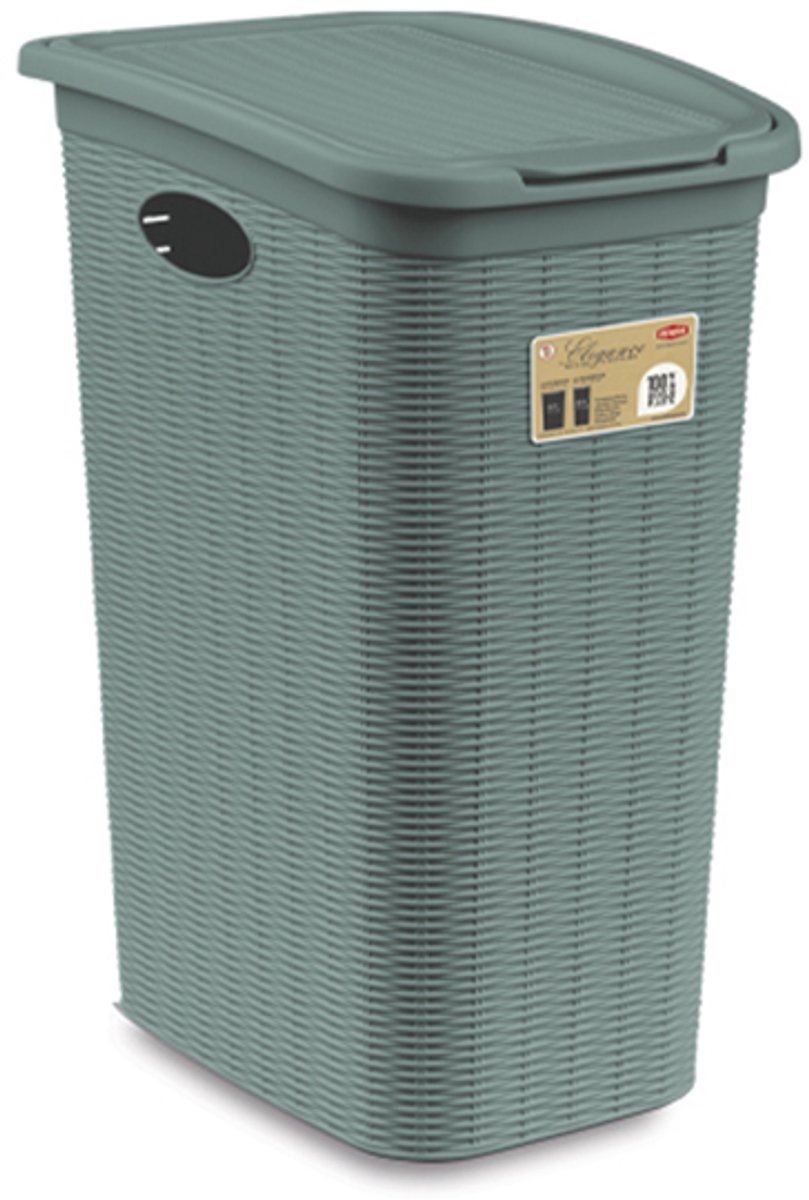 Wasmand met deksel 'Elegance' - 36 Liter - Met ventilatie - 100% Gerecycled kunststof - Groen
