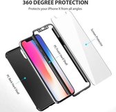 Zwart Ultra Dun 360 Graden Protection Hoesje + Glazen Screenprotector iPhone X / Xs