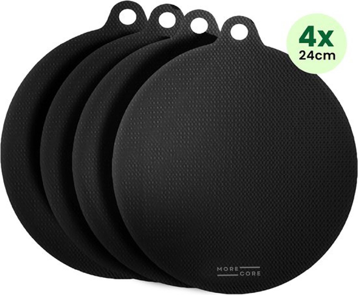 MoreCore Inductie Beschermer - Hittebestendig tot 280 ºC - Inductie Matjes Rond - Panbeschermers - Onderzetters Pannen - Afdekplaat voor Kookplaat - Inductie Mat - Inductiebeschermer - Inductie Afdekplaat - 4x24 cm