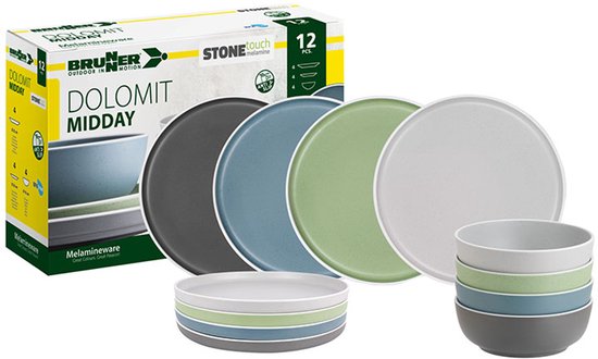 Brunner - Camping Serviesset - Dolomit - Midday - 12 delig - Melamine - Vaatwasserbestendig - BPA-vrij — afbeelding 4