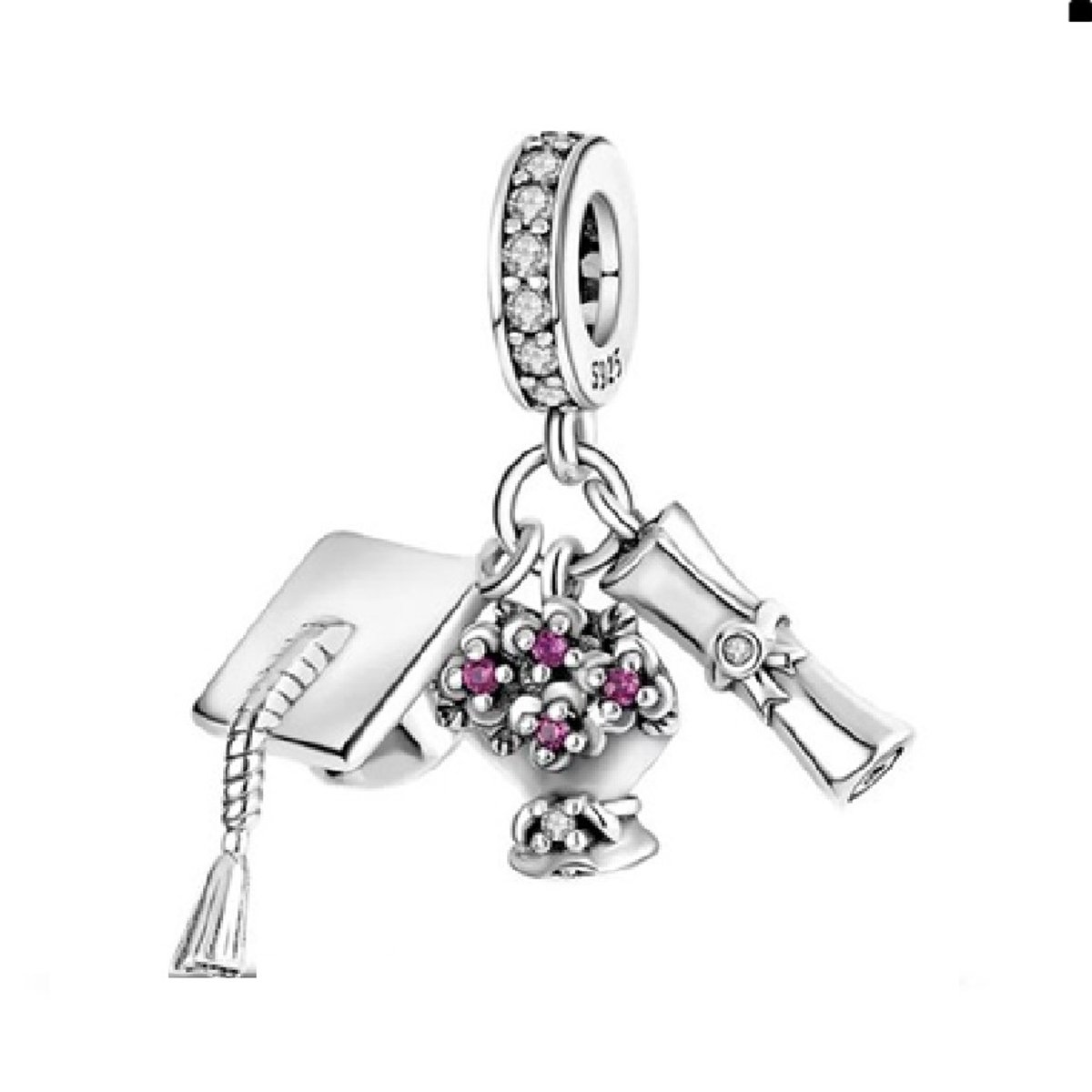 Romystones - Afstudeer Bedel voor Bedelarmband - 925 Zilver - Geslaagd