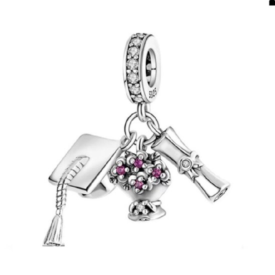 Afstudeer Bedel voor Bedelarmband - 925 Zilver - Geslaagd - RomyStones