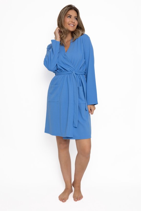 Cocodream - peignoir femme structure gaufrée - peignoir sauna - bleu - taille XL