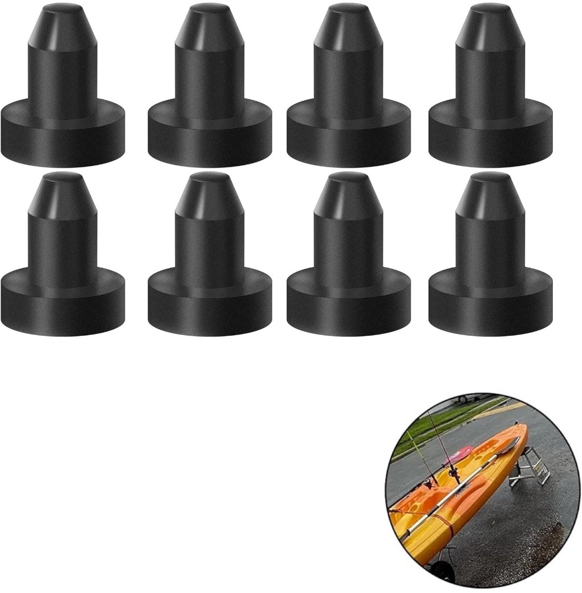 8 stuks - Waterdichte kajakplug - Push-fit afvoerplug - Zwart - Kajakaccessoires - Geschikt voor kajak - Afvoerplug - Rubberen wateropvangplug - Rubberen kajakafvoerplug