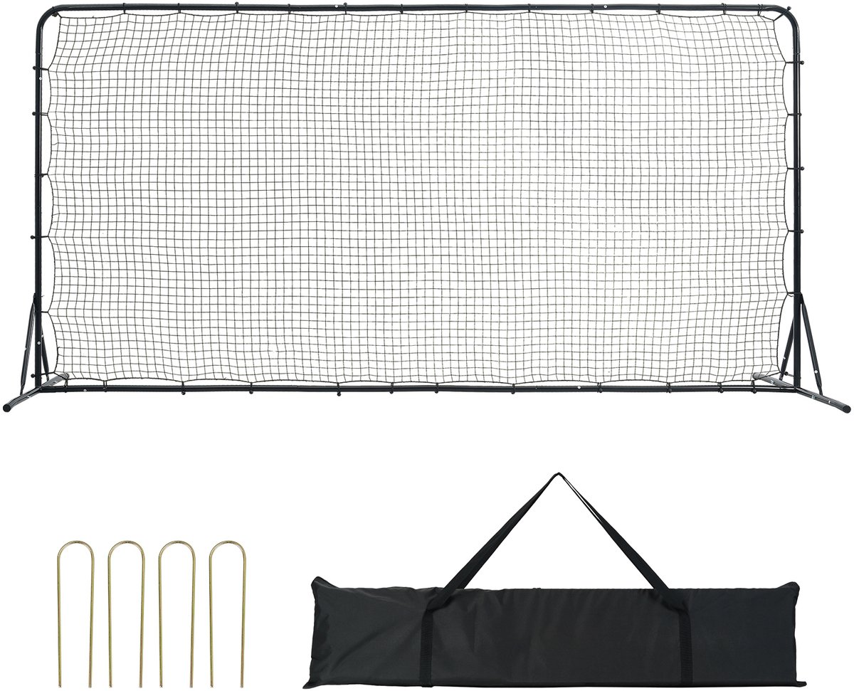 Voetbal Rebounder Net, 12 X 6 Voet Ijzeren Voetbaltraining Apparatuur, Sport Voetbaltraining Geschenk met Draagbare Tas, Volleybal Rebounder Muur, Perfect voor Achtertuin Training, Een-Op-Een Training