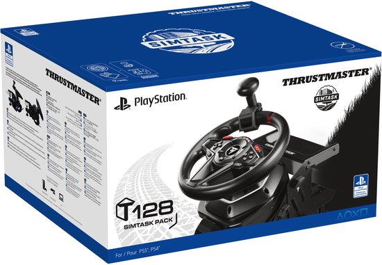 Thrustmaster T128-P SimTask Pack - voor PS5 PS4 en PC - Bundel T128-racestuur, T2PM-pedaalset en SimTask Steering Kit - dynamische Force Feedback - draaihoek tot 900° - inclusief 100% metalen bevestigingssysteem van Thrustmaster — afbeelding 5