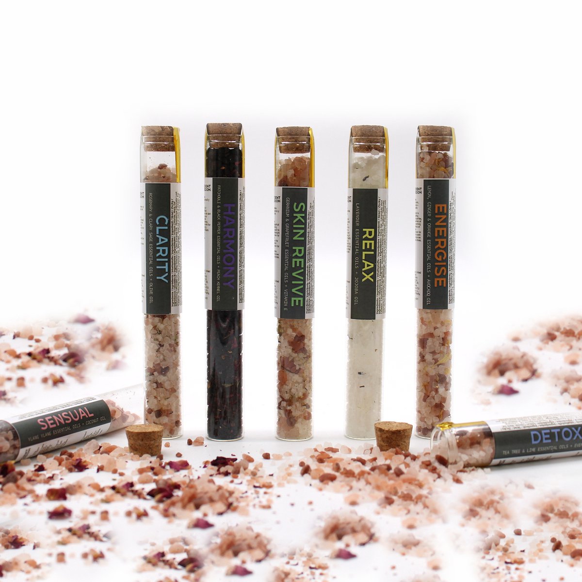 Aromatherapie - 7 flacons badzout in kadoverpakking