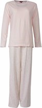 Dames Pyjama van 100% katoen met een rekbaar biesje op de top en op de broek zit een bloemenprint -Roze-BR9