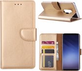 Ntech Hoesje Geschikt Voor Samsung Galaxy S9+ Plus Booktype / Portemonnee TPU Lederen Hoesje Goud