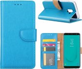 Ntech Samsung Galaxy J6 (2018) case Turquoise Portemonnee hoesje met opbergvakjes