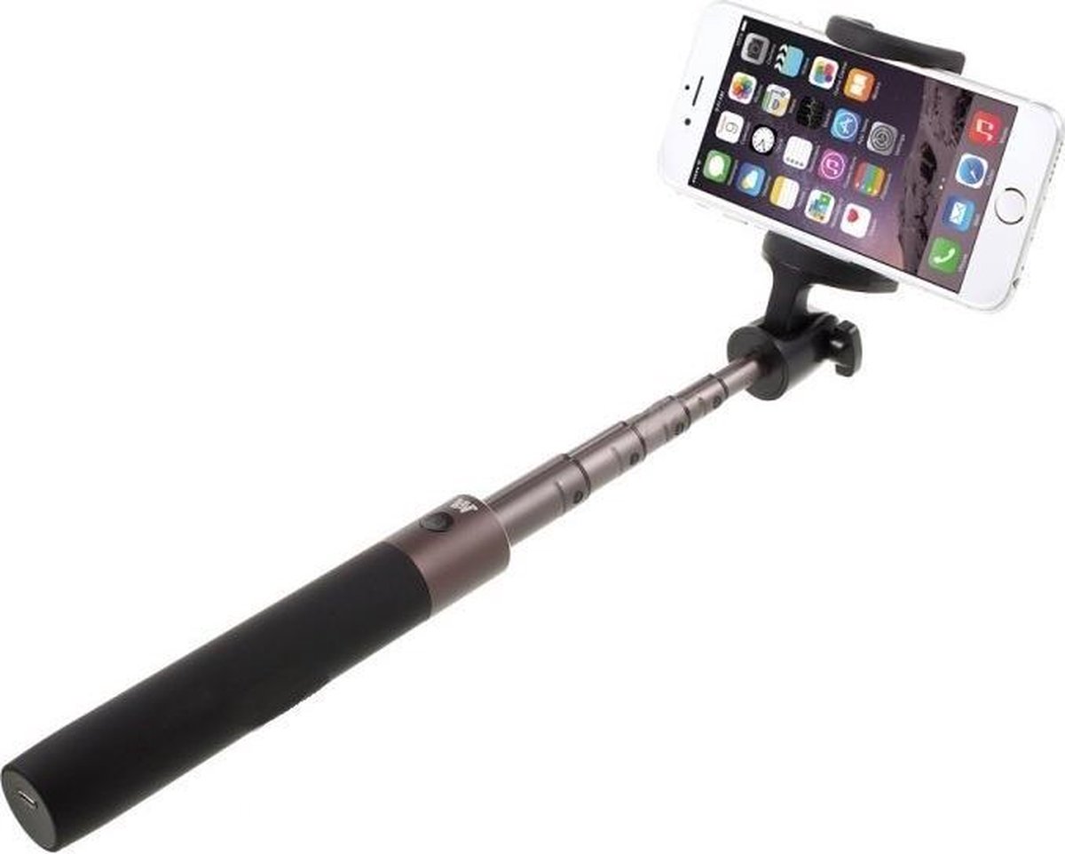 Ntech 3 in 1 Bluetooth Selfie Stick Foldable Monopod Geschikt voor iPhone Xs(Max)/ Samsung Galaxy S10(+)/Huawei P30 Pro - Zwart