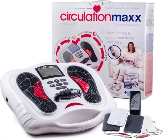 BioEnergiser Circulation Maxx Leg Revitaliser Bloedcirculatieapparaat - Voetmassage Spiersimulatie - Verbeter de bloedsomloop in benen en voeten - Ems/Tens apparaat leg trainer, spierstimulatie, incl. gel pads voor massage schouders en rug