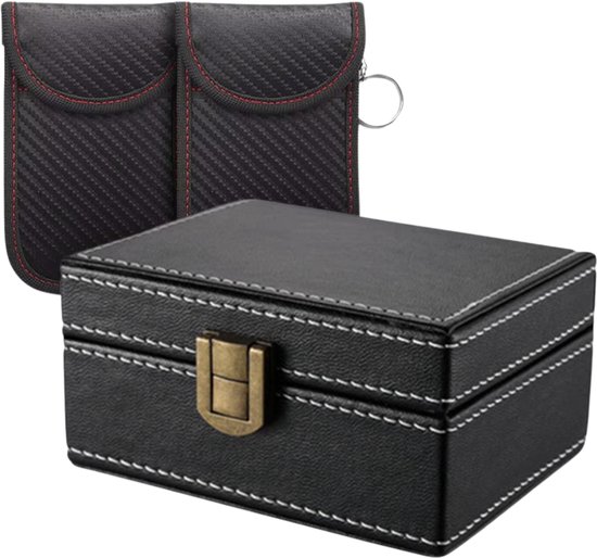 Boîtier de clé de voiture antivol RFID - Entrée sans clé voiture - 2 pièces Housse de protection sans clé de voiture RFID pour clé de voiture - Zwart - Carbone