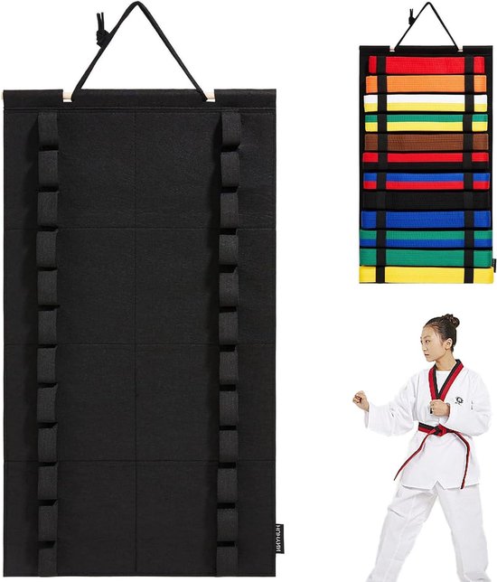 Karate riem display - vechtsport riem organisator | wanddisplay houder voor 12 riemen | riemstandaard met elastische gespen | riemorganizer