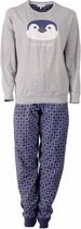 Warme dames pyjama met pinguïn print-Grijs O2.