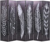 vidaXL - Kamerscherm - inklapbaar - veren - 228x170 - cm - zwart - en - wit