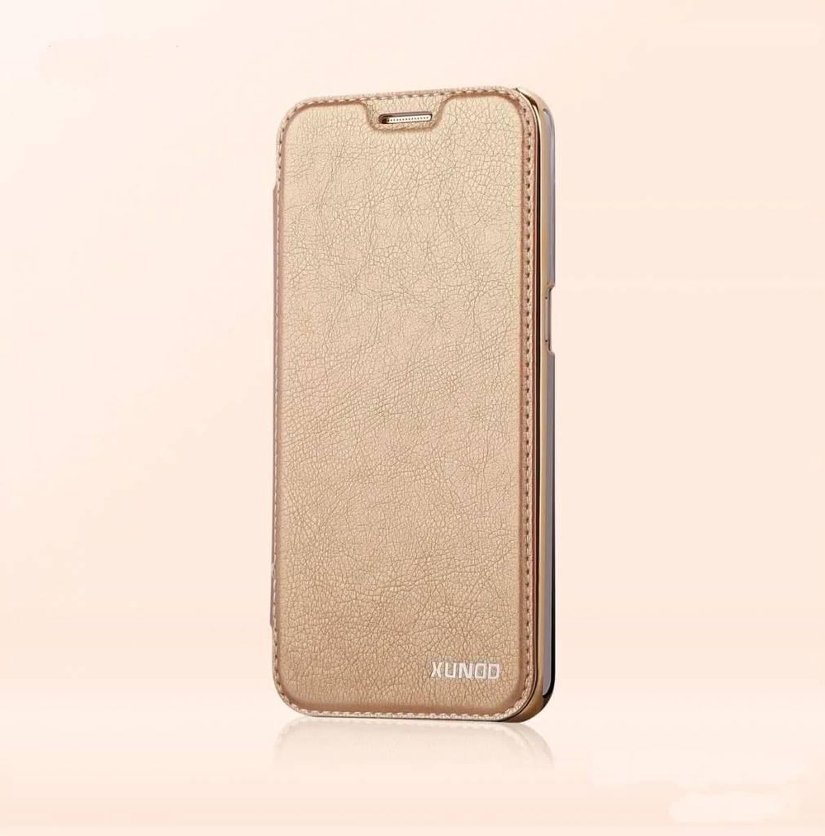 Xundd Goud flip folio PU Leather hoesje met transparant back case voor Galaxy s7