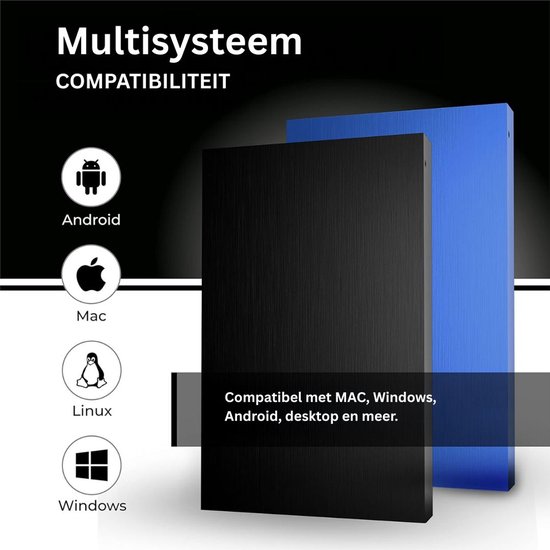 CRLYN® Harde Schijf Extern - Draagbare - 1TB Opslag - Blauw van Merkloos — afbeelding 2