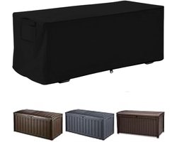 Garden Furniture Cover - Outdoor Table Cover Waterproof UV Resistant Deck Box Cover Storage Box Protective Case Patio Set Cover 123 x 62 x 55 cm (3 Colors) (Black) by Jadeshay