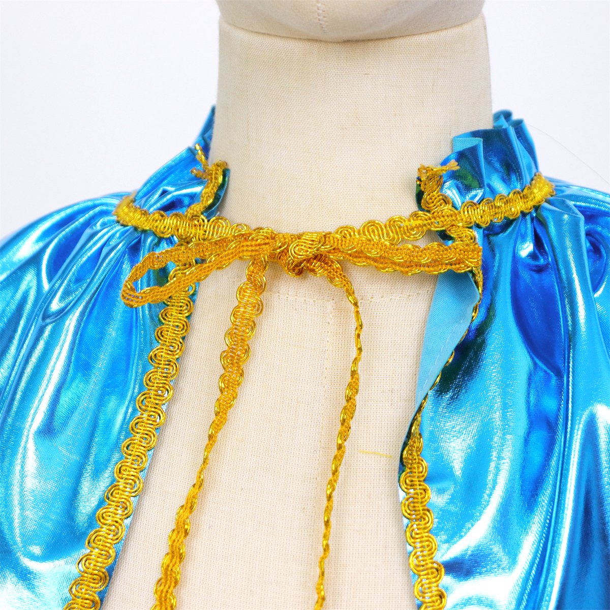 Joya Kids® Verkleedset Meisje | Superhelden Outfit Kind | Tutu Rok + Metallic Cape + Masker | Superheldin Ster | Prinses | Meisje Verkleedset | Prinsessencape | Carnaval | Verkleedkleding 3-delig | Blauw — afbeelding 4