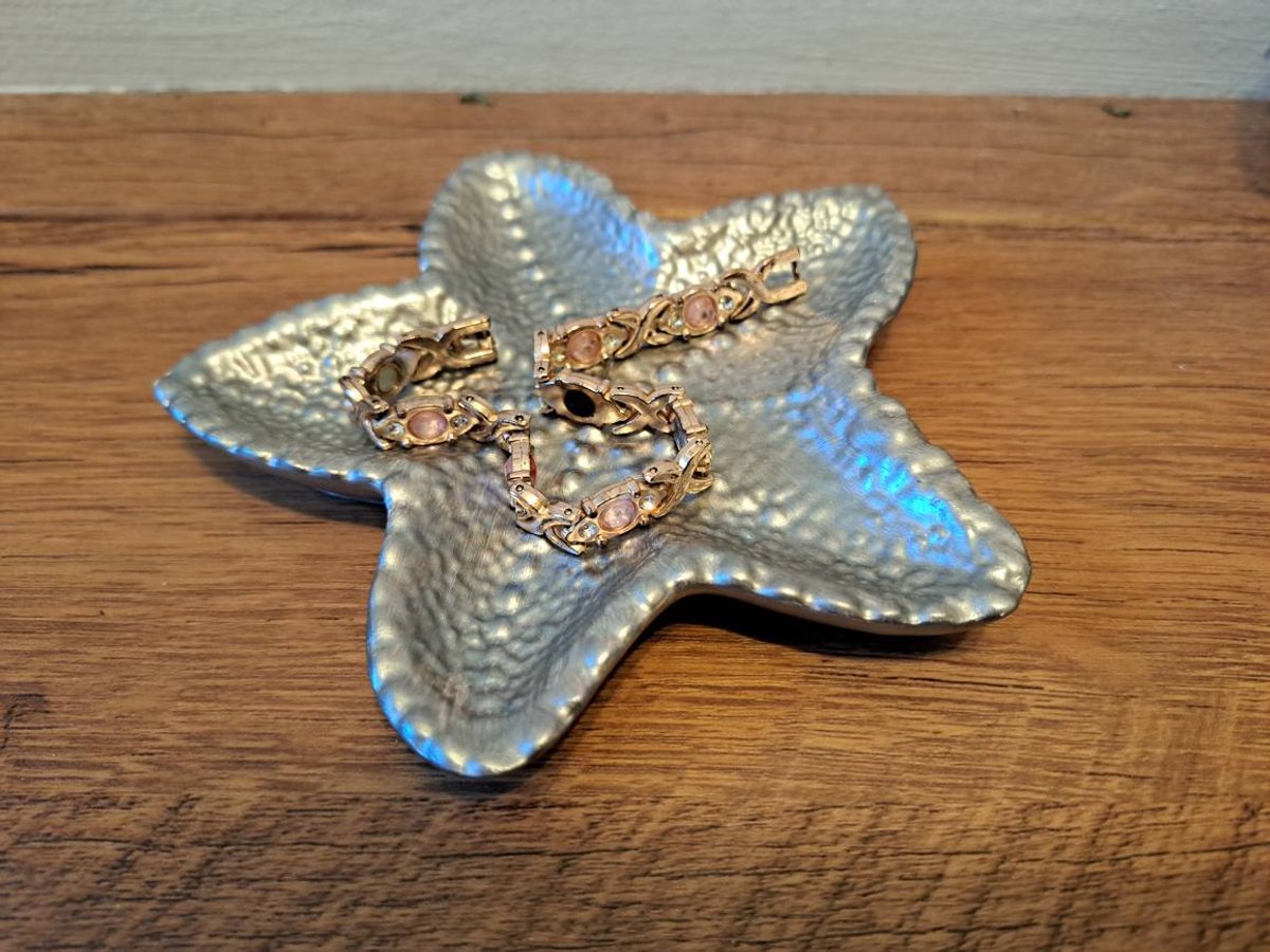 Radey's Zeester Schaaltje Metallic Zilver - 10x10x2 cm - Sieraden schaaltje - Theelichthouder