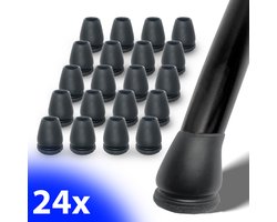 FSW-Products - 24x Flexibele Stoelpootdoppen met Zwart Vilt - Voor Schuine Stoelpoten 14-20mm - Anti-Kras & Geluidsdempend - Stoelpoot Beschermers voor Houten & Tegelvloeren - Vloerbescherming