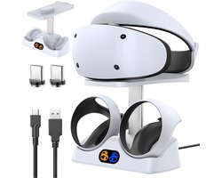 NAXSIR PS VR2 Laadstation | L & R Controller Laden | Met Headset - Plaat | LED Statusverlichting | Automatische Self - test | Type - C Inbegrepen