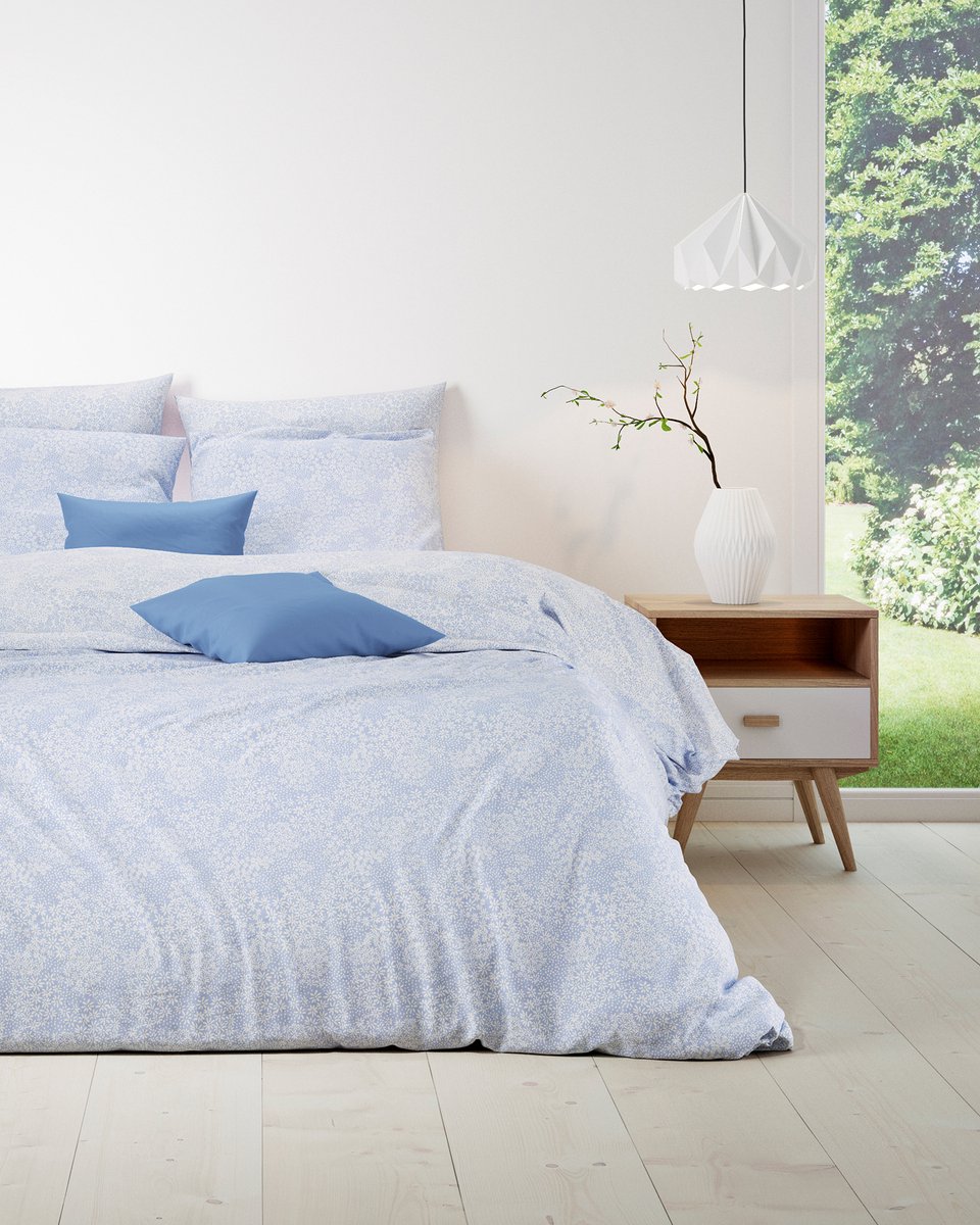 Mistral Home - DEKBEDOVERTREK - katoen renforcé - 270 x 220 cm + 2x 65 x 65 cm - extra breed - botanisch - blauw