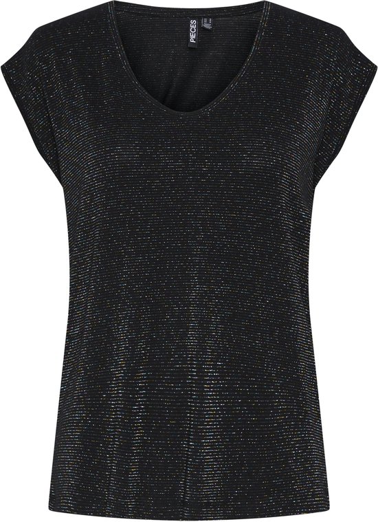 Pieces T-shirt Pcbillo Tee Lurex Stripes Noos 17078572 Noir/multi Leurre Femme Taille - S