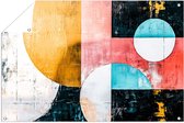Abstract kunstwerk met cirkels - Abstractie tuinposter - Tuinschilderijen cirkels - Abstracte kunst - Schilderij voor tuin - UV-bestendige poster - Tuinposter 75x50 cm