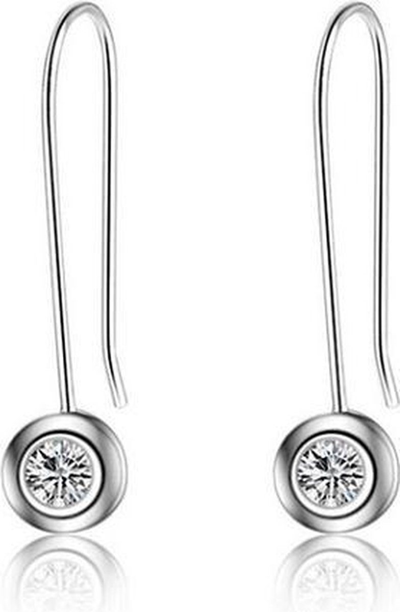 Zilveren oorhangers met zirkonia S925
