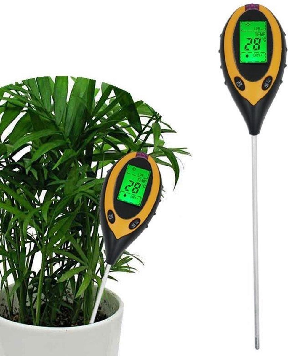 New Age Devi - 4-in-1 Plant Vochtmeter - Meet eenvoudig de PH-waarde, zuurtegraad en vochtigheid van uw grond - Voor gezonde planten en een groen gazon!